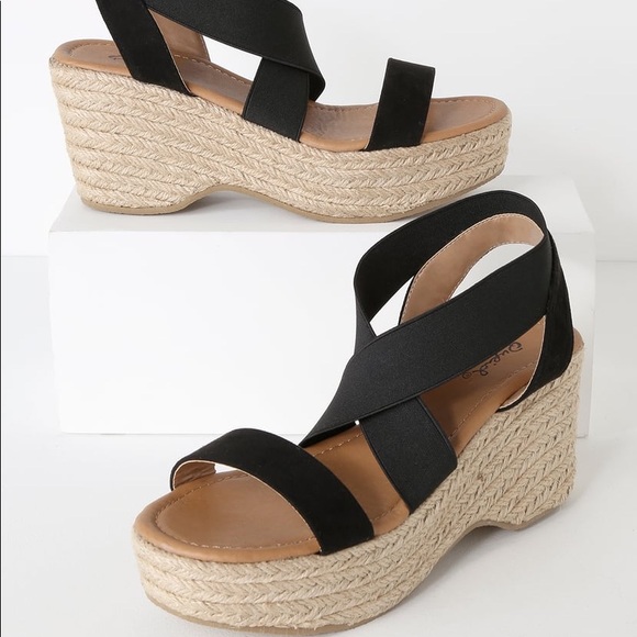 Black Platform Espadrille Sandals - Picture 2 of 10